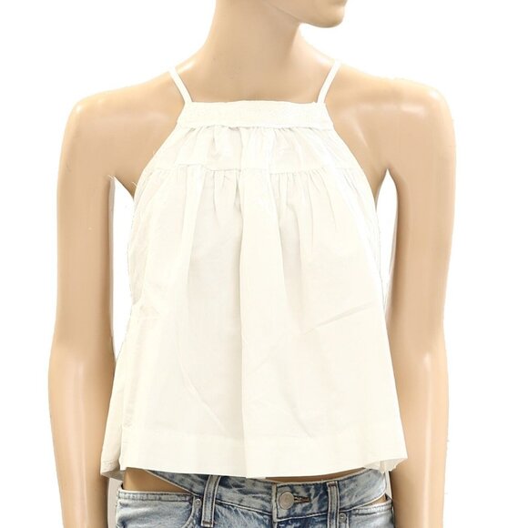 Free People Lace Cami Tank Blouse Top Sleeveless Cotton Poplin L New 278339 - Picture 3 of 6